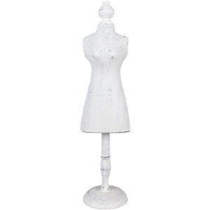 Joyero maniquí de madera blanco 13x11x51 cm