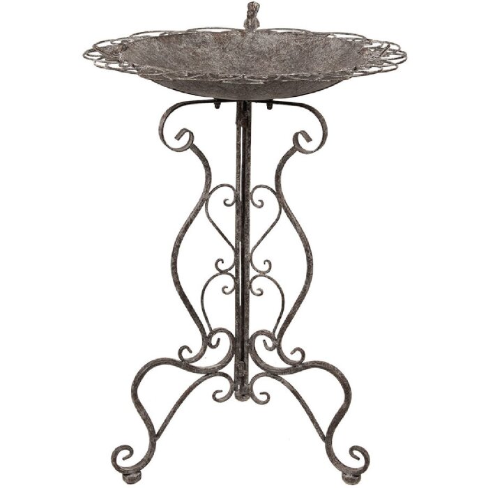 Clayre & Eef 5Y1203 Bañera para pájaros de metal envejecido Ø 52x76 cm