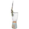 Clayre & Eef 5Y1213 Conejito Decorativo con Flores Color Blanco 29x19x62 cm