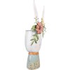 Clayre & Eef 5Y1213 Conejito Decorativo con Flores Color Blanco 29x19x62 cm