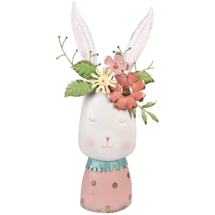 Clayre & Eef 5Y1214 Maceta Conejo Rosa Turquesa 29x19x62 cm