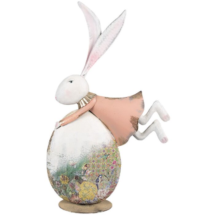 Clayre & Eef 5Y1215 Figurita decorativa conejo de Pascua rosa pastel 35x11x56 cm