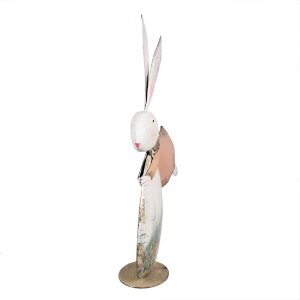 Clayre & Eef 5Y1215 Figurita decorativa conejo de Pascua rosa pastel 35x11x56 cm