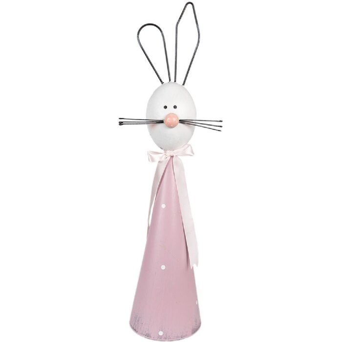 Clayre & Eef 5Y1220 Conejo Decorativo Rosa Blanco 18x14x60 cm