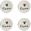 Clayre & Eef 65289 Pomo puerta Love Blanco Negro Ø 4x3/6 cm