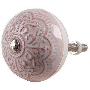 Clayre & Eef 65302 Pomo puerta cerámica rosa motivo floral Ø 4x3/6 cm