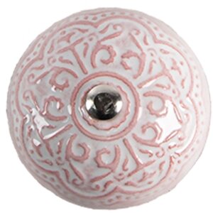 Clayre & Eef 65302 Pomo puerta cerámica rosa motivo floral Ø 4x3/6 cm