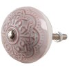 Clayre & Eef 65302 Pomo puerta cerámica rosa motivo floral Ø 4x3/6 cm