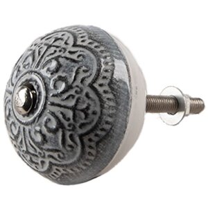 Clayre & Eef 65303 Pomo puerta Vintage Plata Ø 4x3/6 cm Juego de 4 piezas