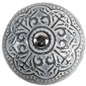 Clayre & Eef 65303 Pomo puerta Vintage Plata Ø 4x3/6 cm Juego de 4 piezas