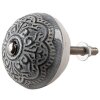 Clayre & Eef 65303 Pomo puerta Vintage Plata Ø 4x3/6 cm Juego de 4 piezas