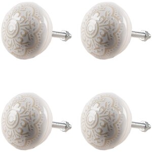Clayre & Eef 65304 Pomo puerta ceramica blanco dorado...