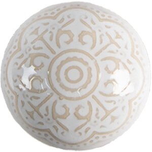 Clayre & Eef 65304 Pomo puerta ceramica blanco dorado Ø4x3 cm