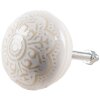 Clayre & Eef 65304 Pomo puerta ceramica blanco dorado Ø4x3 cm