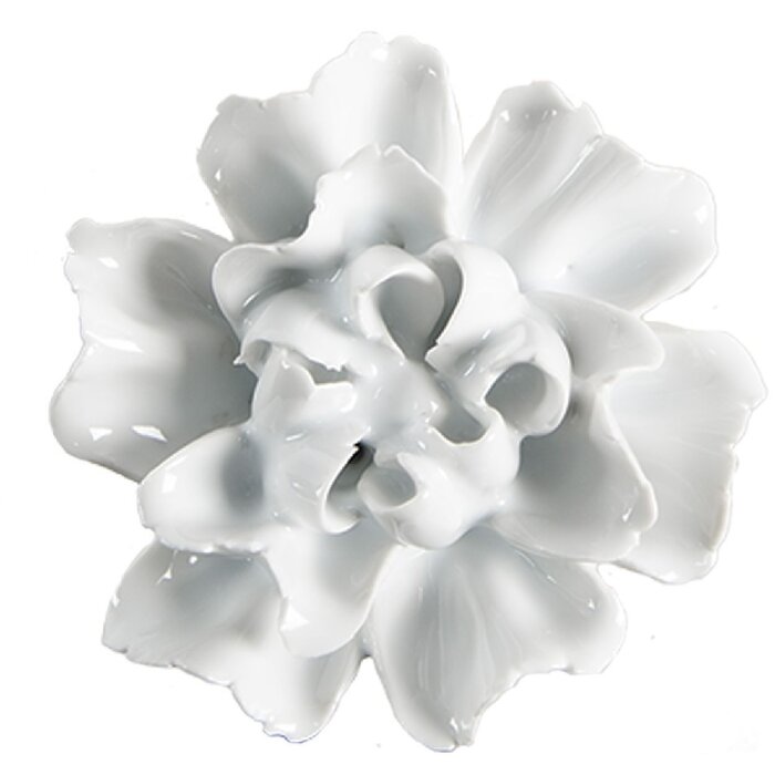 Clayre & Eef 65305 Pomo de puerta en forma de flor de cerámica blanca Ø 6x3/6 cm