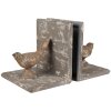 Clayre & Eef 65381 Sujetalibros Pájaros Gris (2) 26x15x16 cm
