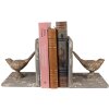 Clayre & Eef 65381 Sujetalibros Pájaros Gris (2) 26x15x16 cm