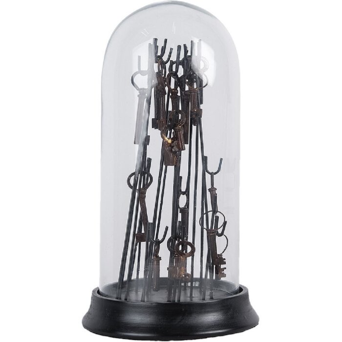 Clayre & Eef 65463 Campana de Vidrio con Decoración Negra Ø 18x36 cm