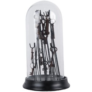 Clayre & Eef 65463 Campana de Vidrio con Decoración Negra Ø 18x36 cm