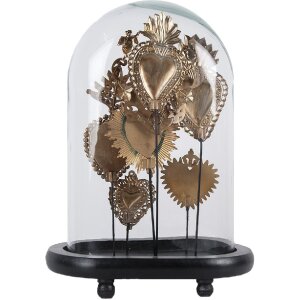 Clayre & Eef 65465 Campana de Cristal Decoración Oro 27x18x39 cm