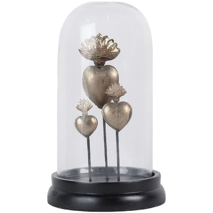 Clayre & Eef 65466 Jarra de cristal con decoración de corazones Ø 22x13 cm