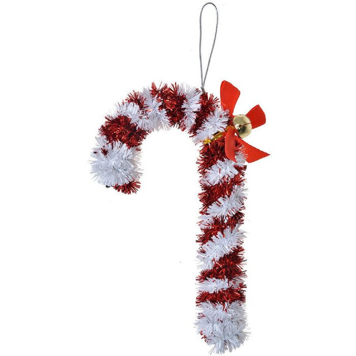 Clayre & Eef 65479 Decoración navideña colgante bastón de caramelo 9x2x16 cm rojo-blanco