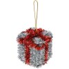 Clayre & Eef 65484 Colgante Decoración Caja Regalo Plata Roja 6x6x6 cm