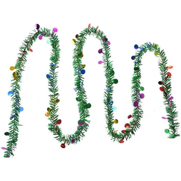 Clayre & Eef 65486 Guirnalda de Navidad verde colorida 450 cm Set 12