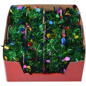 Clayre & Eef 65486 Guirnalda de Navidad verde colorida 450 cm Set 12