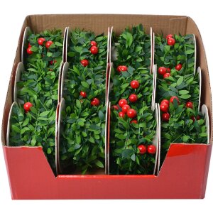 Clayre & Eef 65487 Guirnalda de Navidad Decoración 270 cm Set 12 Verde Rojo