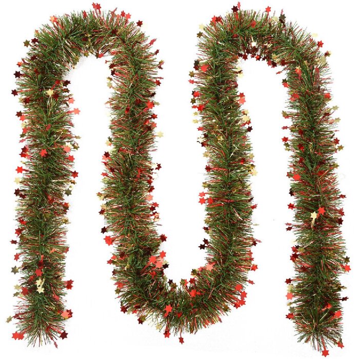 Clayre & Eef 65528 Guirnalda de Navidad verde roja 200 cm