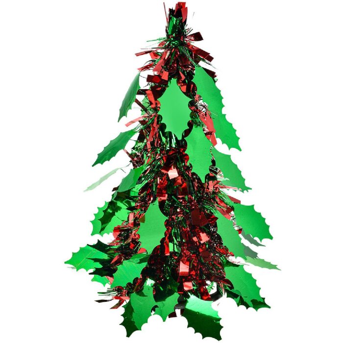 Clayre & Eef 65540S Decoración Árbol de Navidad Rojo Verde Ø 12x25 cm