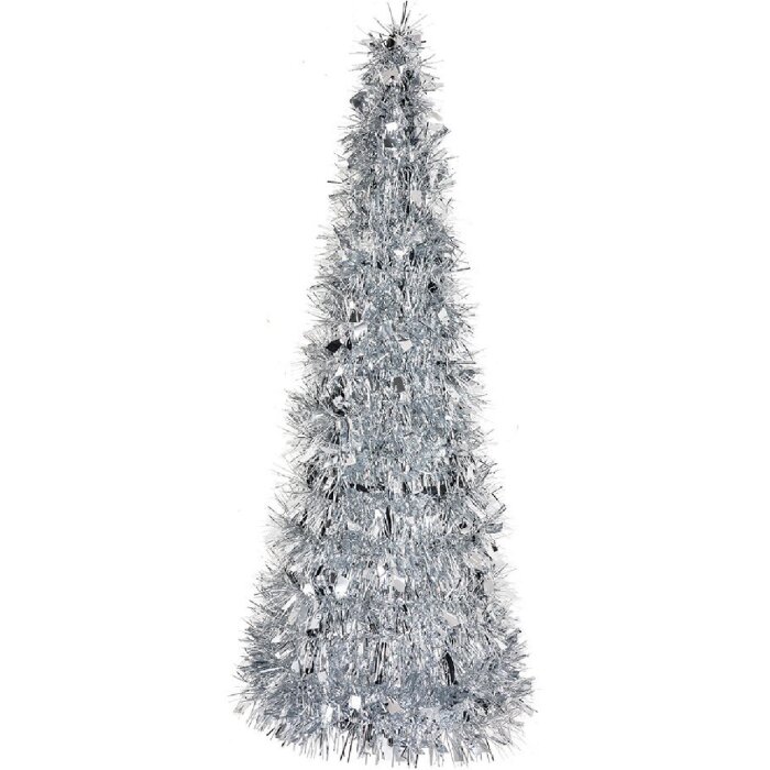 Clayre & Eef 65541L Decoración árbol de Navidad plata Ø 18x46 cm