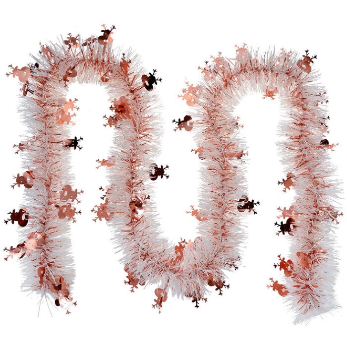 Clayre & Eef 65559 Guirnalda de Navidad Decoración Cobre Blanco 200 cm