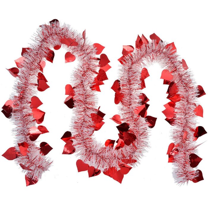 Clayre & Eef 65561R Guirnalda de Navidad Rojo Blanco 200 cm