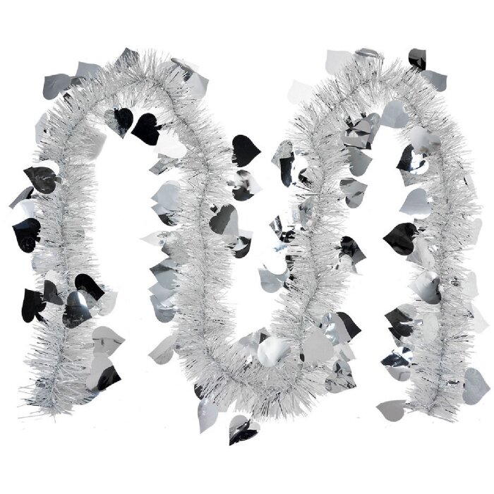 Clayre & Eef 65561W Guirnalda navideña decoración corazón plata 200cm