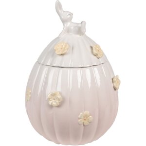 Clayre & Eef 6CE1697 Maceta Conejito Ø16x23 cm Flores Blancas