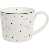 Clayre & Eef 6CEMU0144 Taza blanca con corazones negros 12x8x7 cm 275 ml