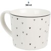 Clayre & Eef 6CEMU0144 Taza blanca con corazones negros 12x8x7 cm 275 ml