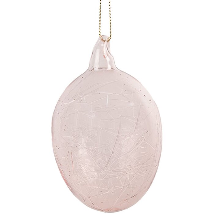 Clayre & Eef 6GL4447 Decoración Huevo Rosa Cristal Ø 6x10 cm Estilo campestre