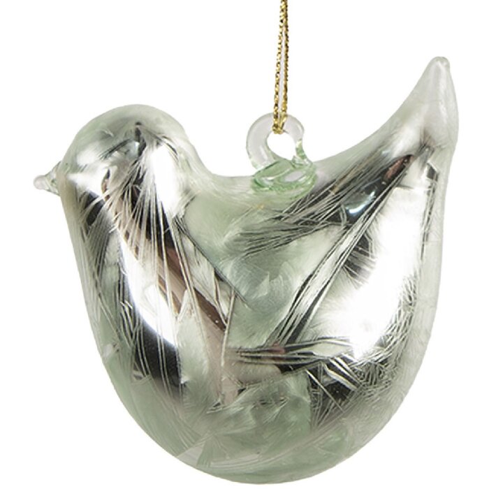Clayre & Eef 6GL4453 Colgador decoración pájaro cristal 7x4x6 cm