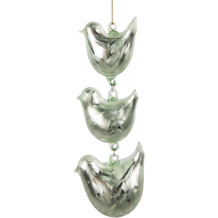 Clayre & Eef 6GL4455 Colgador Decoración Pájaros Verde 7x5x16 cm