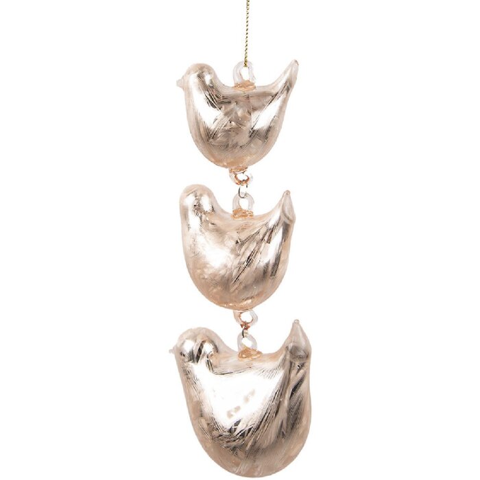 Clayre & Eef 6GL4456 Decoración Colgante Pájaros Beige 7x5x16 cm