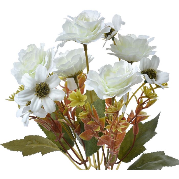 Clayre & Eef 6PL0268 Ramo de flores artificial 15x8x30 cm Blanco Verde