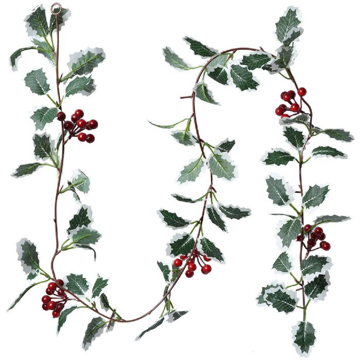 Clayre & Eef 6PL0279 Guirnalda de flores artificiales 170 cm Verde Rojo
