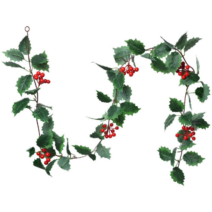 Clayre & Eef 6PL0280 Guirnalda de flores artificiales 170 cm verde rojo