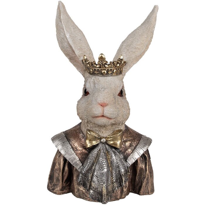 Clayre & Eef 6PR4138 Decoración Conejo con Corona 23x18x40 cm