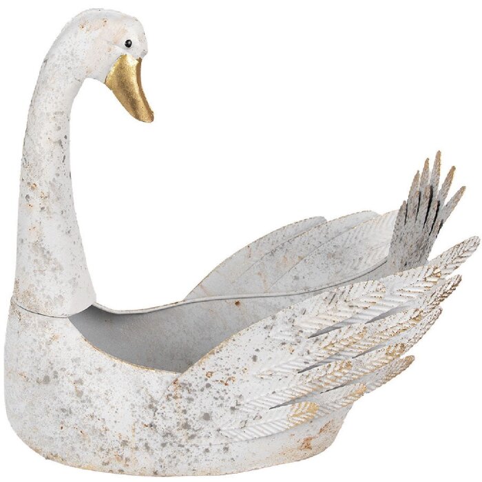 Clayre & Eef 6Y5513 Jardinera Cisne Blanco 44x26x43 cm