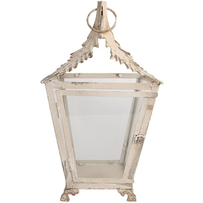 Clayre & Eef 6Y5585 Farol Beige 26x26x47 cm Vidrio Hierro Antiguo
