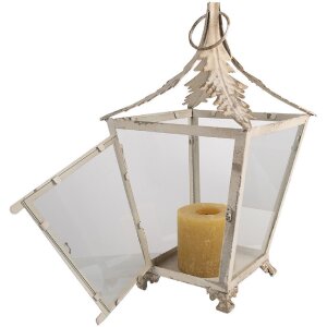 Clayre & Eef 6Y5585 Farol Beige 26x26x47 cm Vidrio Hierro Antiguo